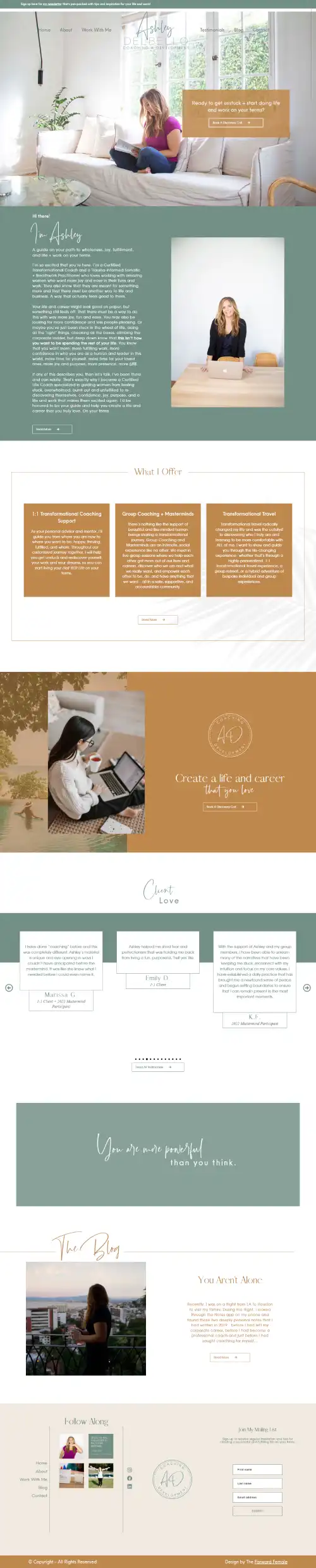 Ashley Del Bello website screenshot - Auto Grow WordPress portfolio