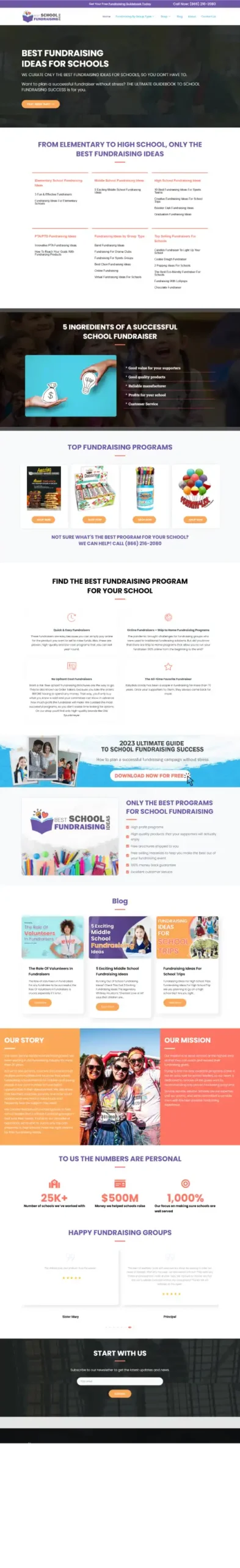 Best School Fundraising Ideas website screenshot - Auto Grow portfolio