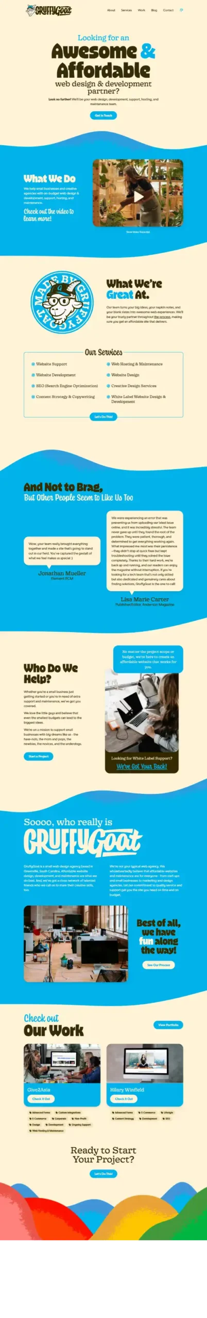 GruffyGoat website screenshot - Auto Grow WordPress portfolio